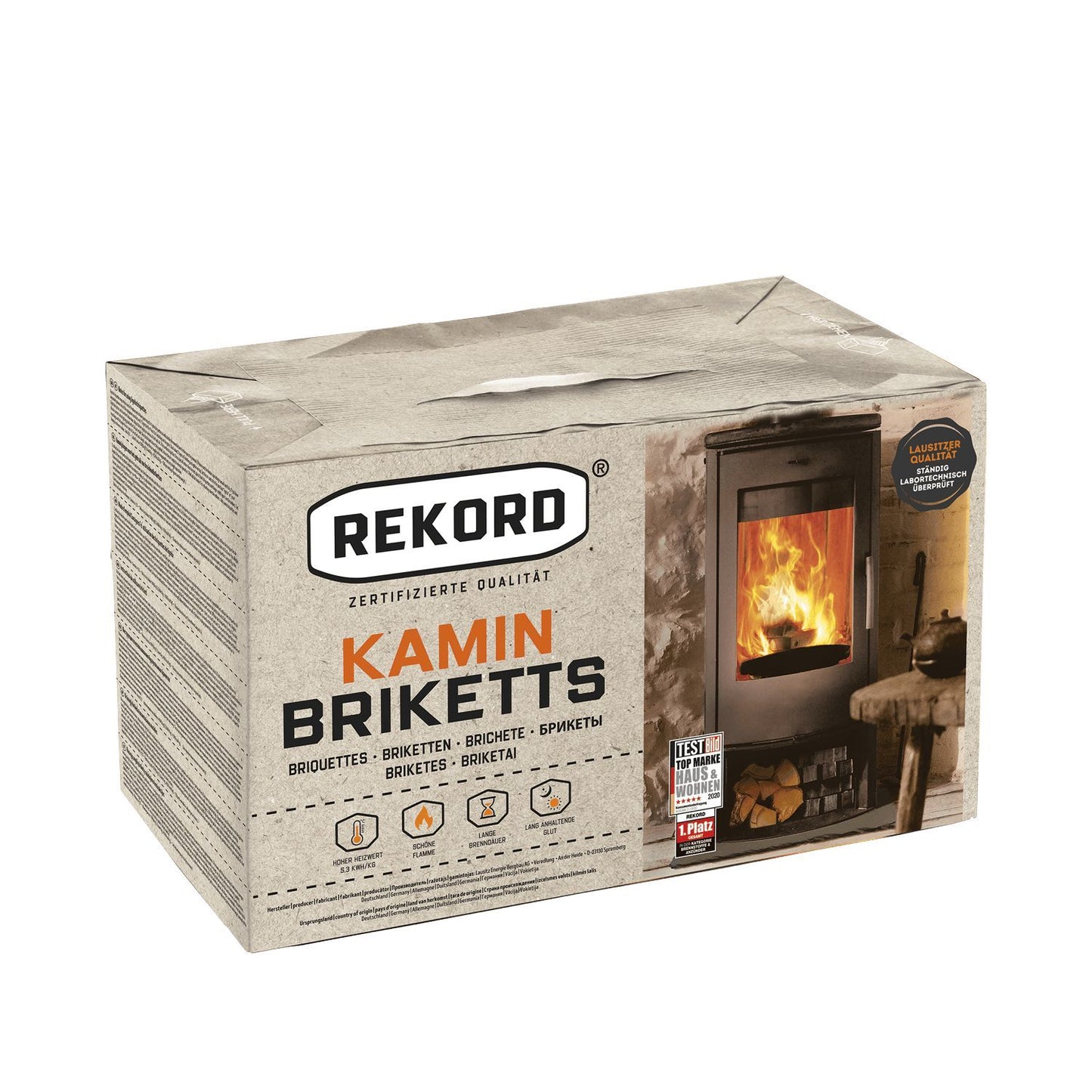 Rekord Braunkohlebriketts 10kg x 90 Paket Palette