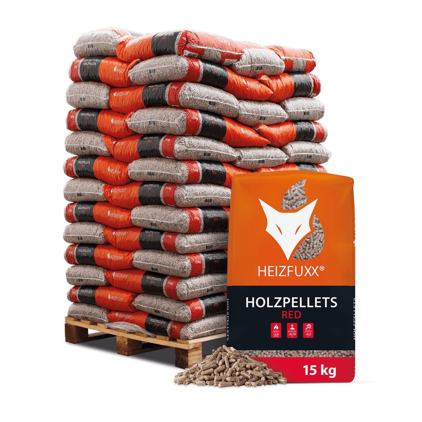 Heizfuxx Holzpellets Red 15kg x 65 Sack Palette