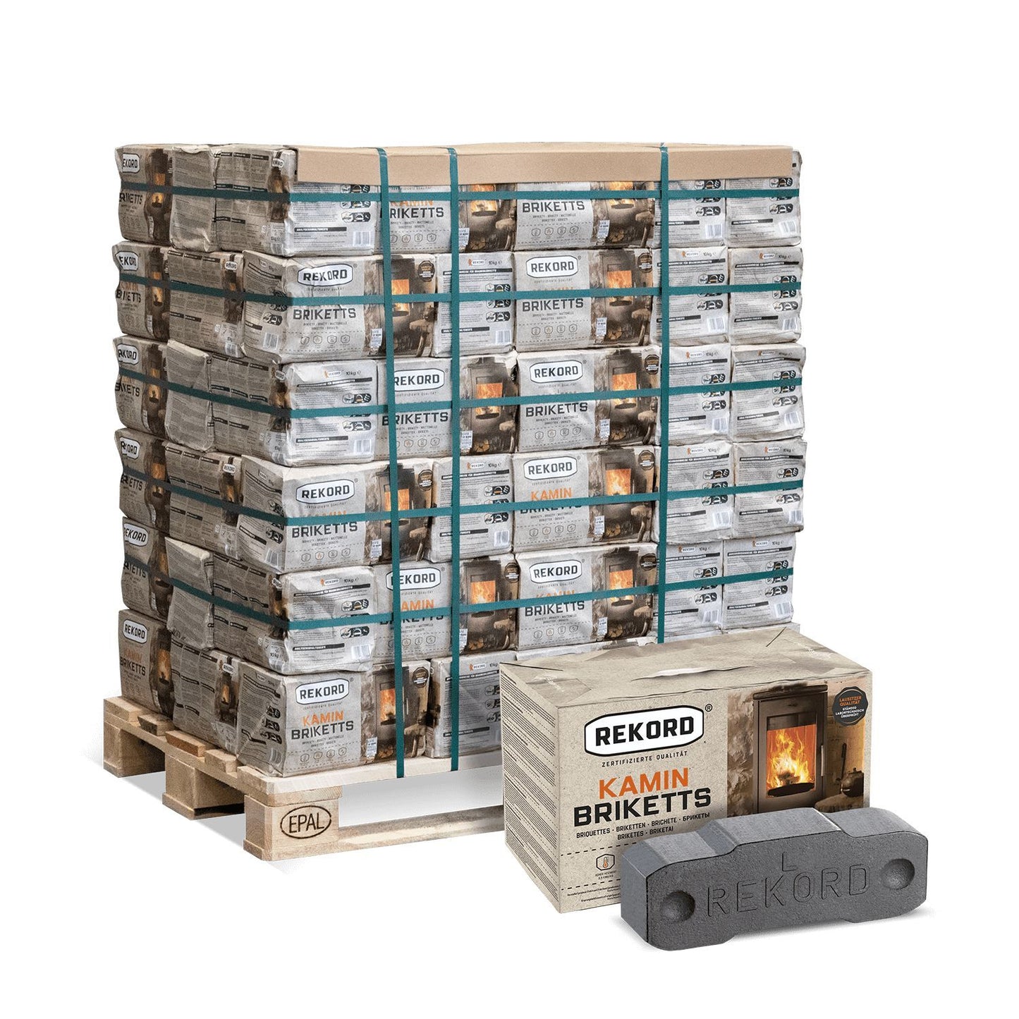 Rekord Braunkohlebriketts 10kg x 90 Paket Palette